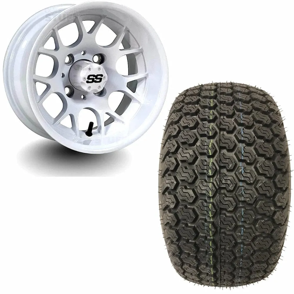 12" Golf Cart Wheels and 23x10.5-12 Kenda K500 Street/Turf Golf Cart Tires Combo - Set of 4 (Choose your wheel!)