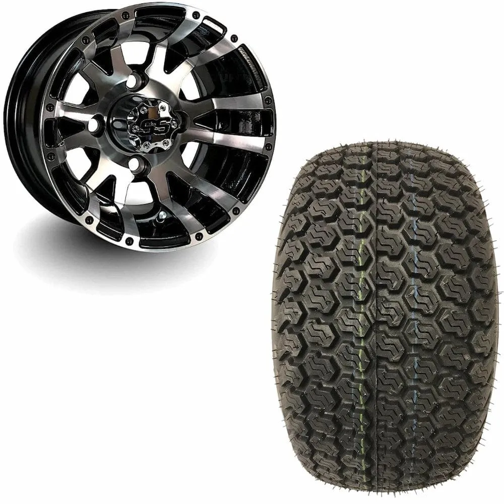 12" Golf Cart Wheels and 23x10.5-12 Kenda K500 Street/Turf Golf Cart Tires Combo - Set of 4 (Choose your wheel!)