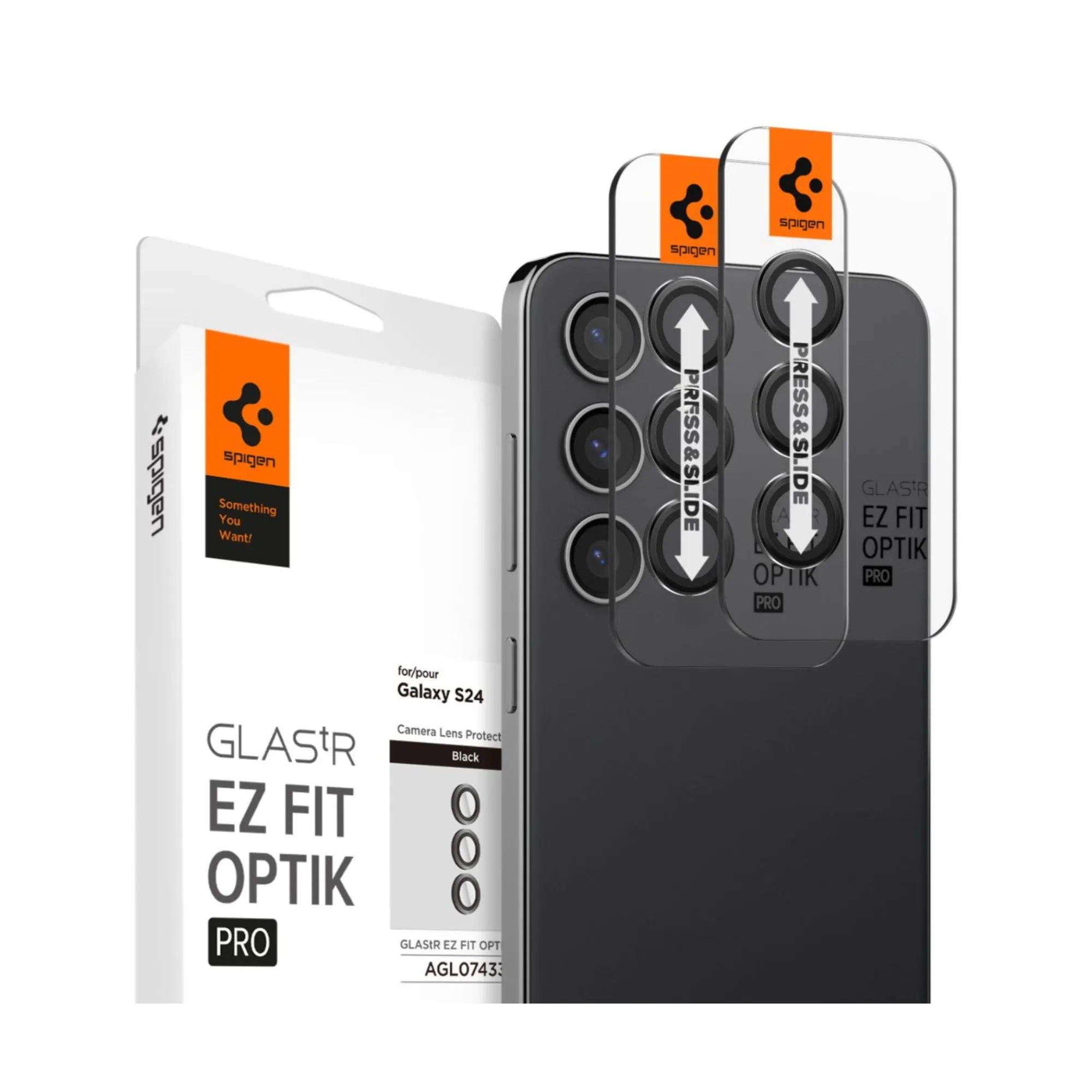 [2 PACK] Spigen Glas.tR EZ Fit Optik Pro for Samsung Galaxy S24 Series - Black