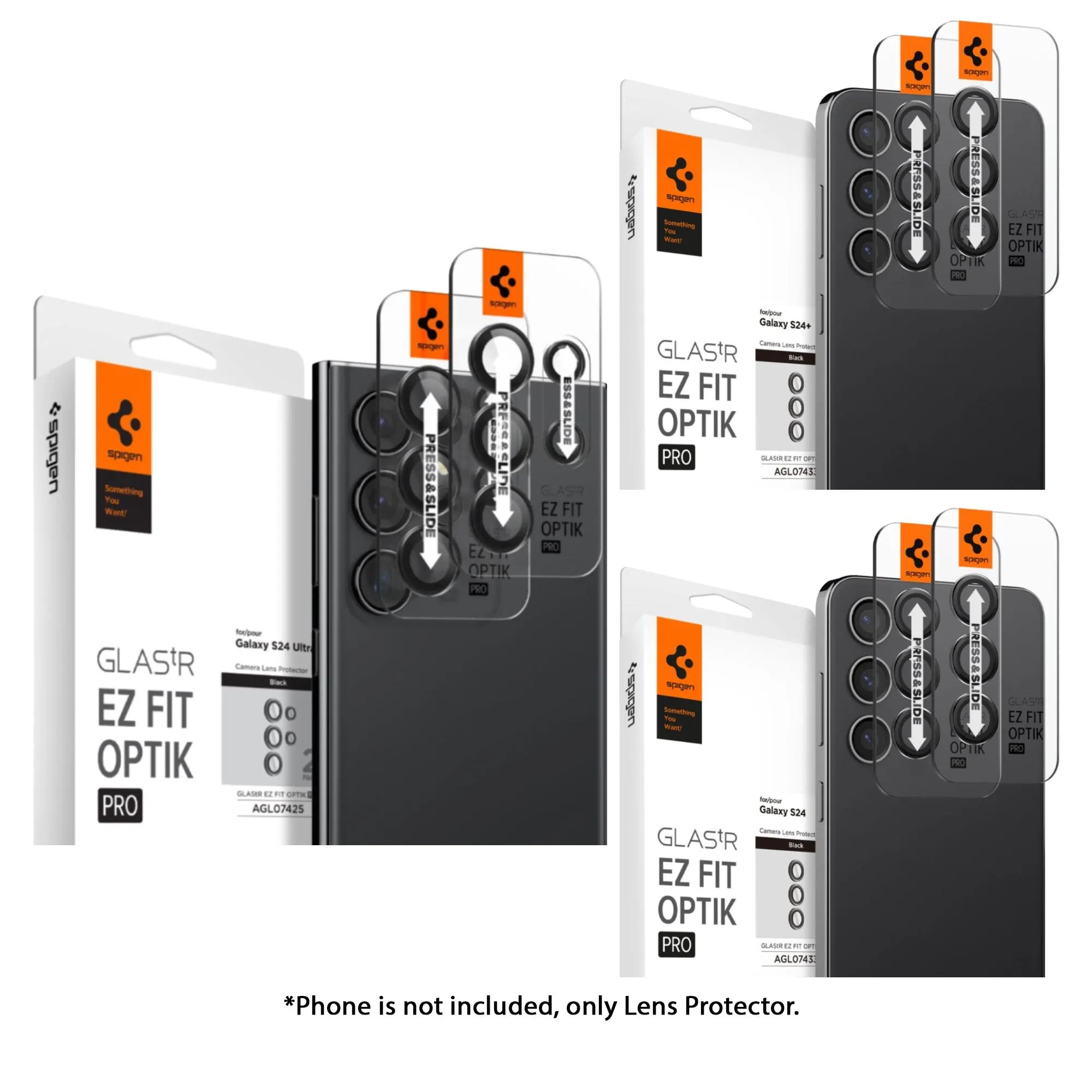[2 PACK] Spigen Glas.tR EZ Fit Optik Pro for Samsung Galaxy S24 Series - Black