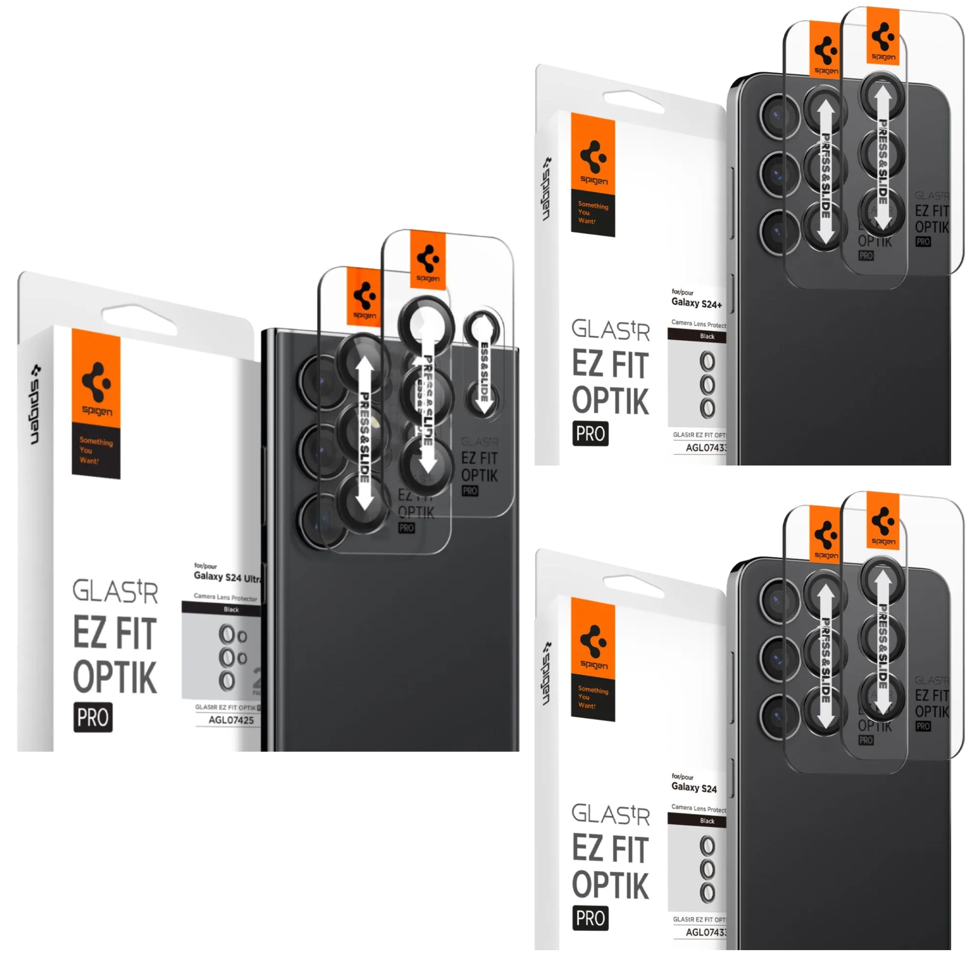 [2 PACK] Spigen Glas.tR EZ Fit Optik Pro for Samsung Galaxy S24 Series - Black