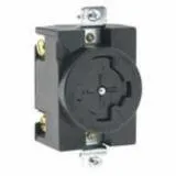 20403 Leviton Single Flush Receptacle, 30 Amp, 600 VAC / 20 Amp, 250 VDC, 3-Pole, 4-Wire, Grounding - Black
