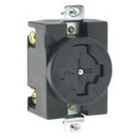 20403 Leviton Single Flush Receptacle, 30 Amp, 600 VAC / 20 Amp, 250 VDC, 3-Pole, 4-Wire, Grounding - Black