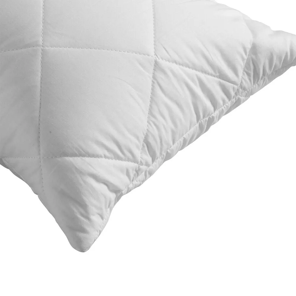 2x Quilted Cotton Pillow Protector 74cm x 48cm Case Breathable Slip in White
