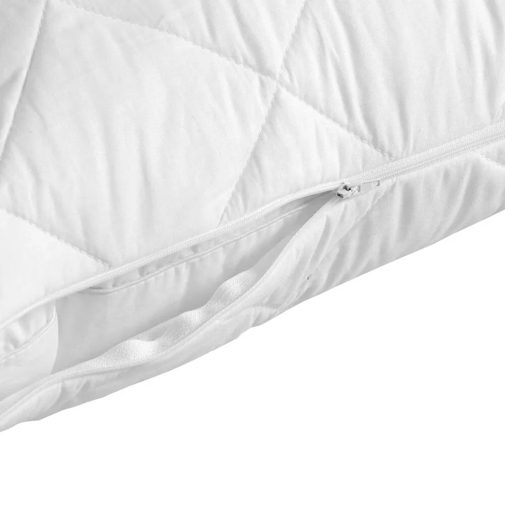 2x Quilted Cotton Pillow Protector 74cm x 48cm Case Breathable Slip in White