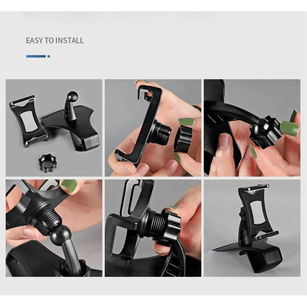 3 in 1 Car GPS Smartphone Holder: Dashboard / Visor Clamp   AC Grid Clip for MAXCOM COMFORT MM426 (2019) - Black