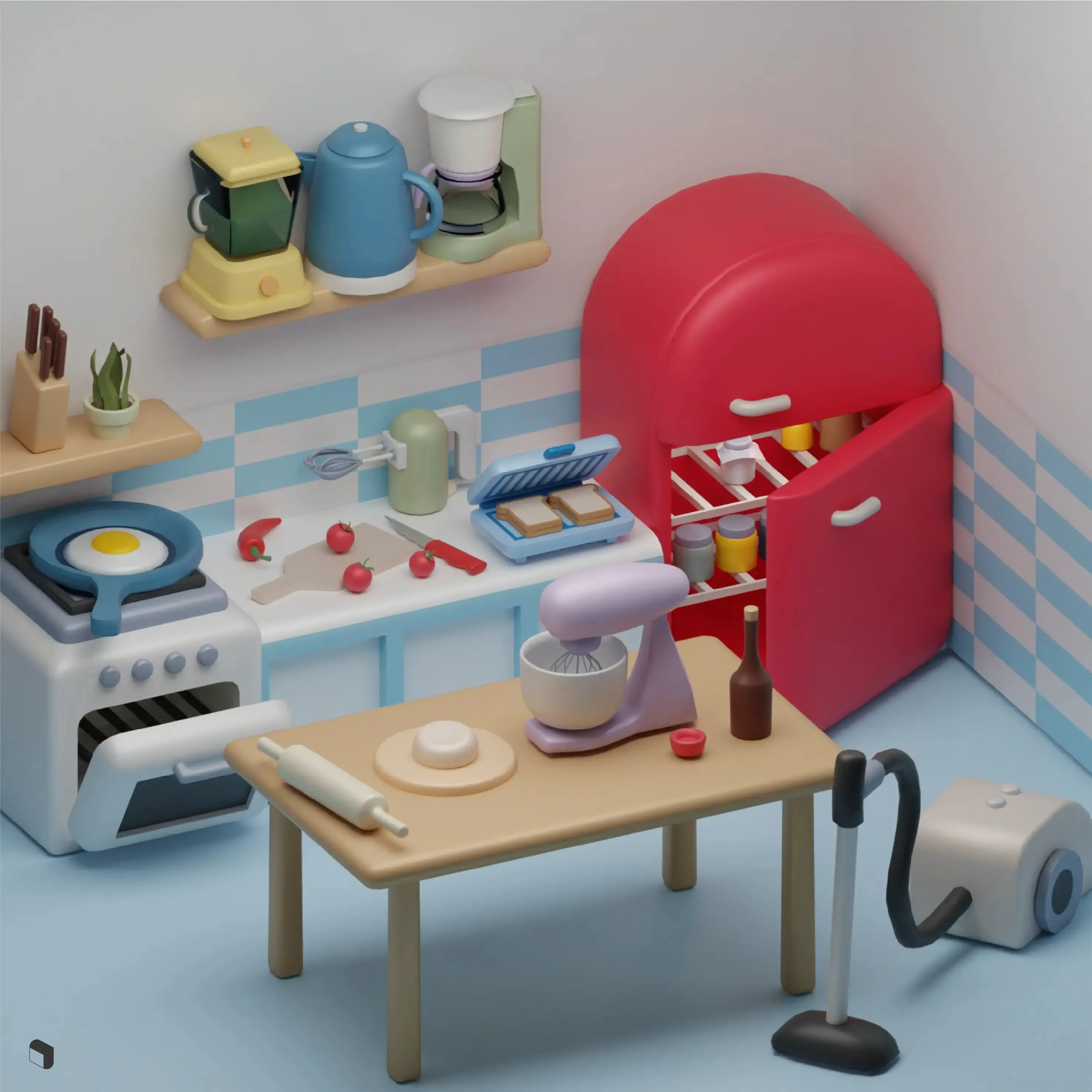 3D Model Low Poly Home Appliance