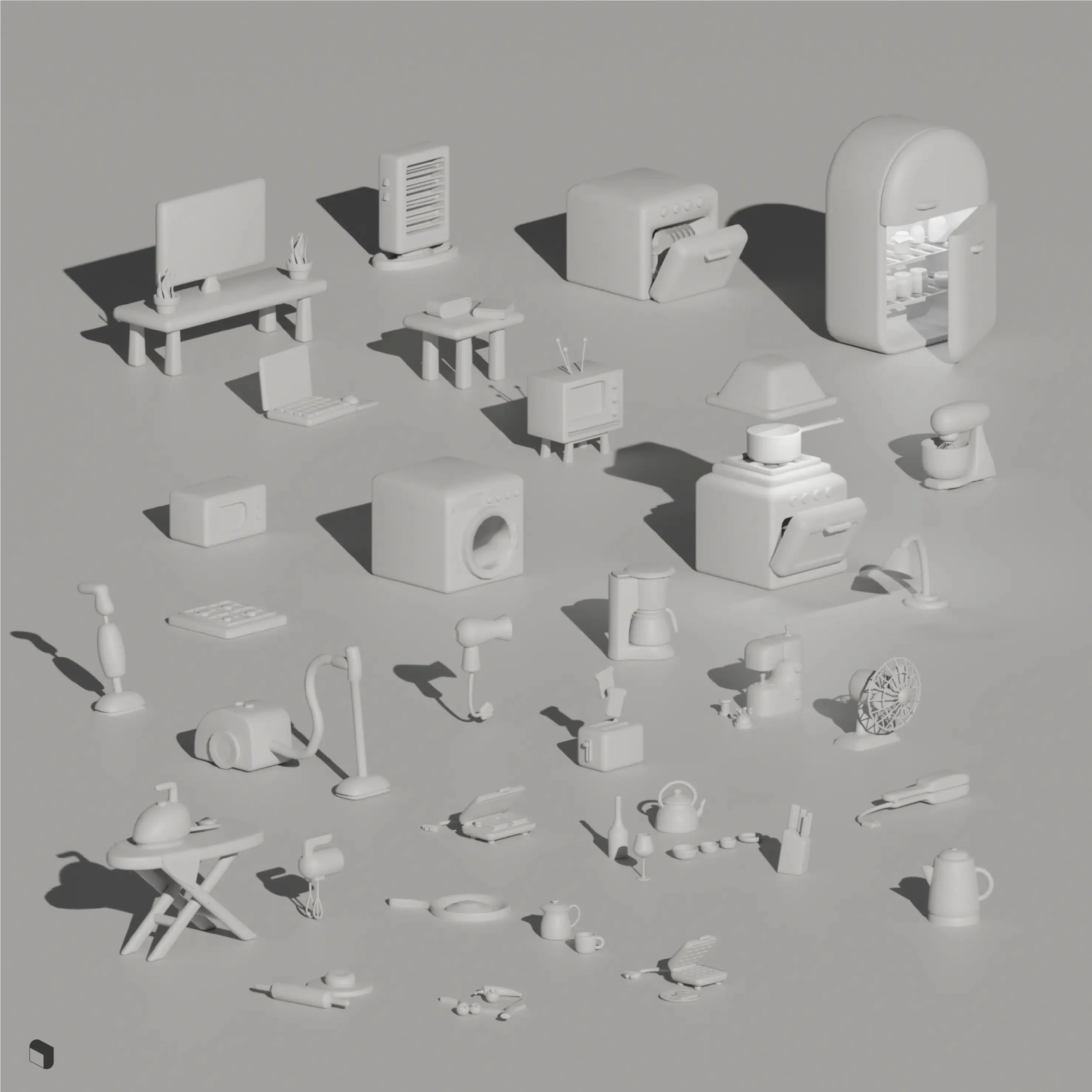 3D Model Low Poly Home Appliance
