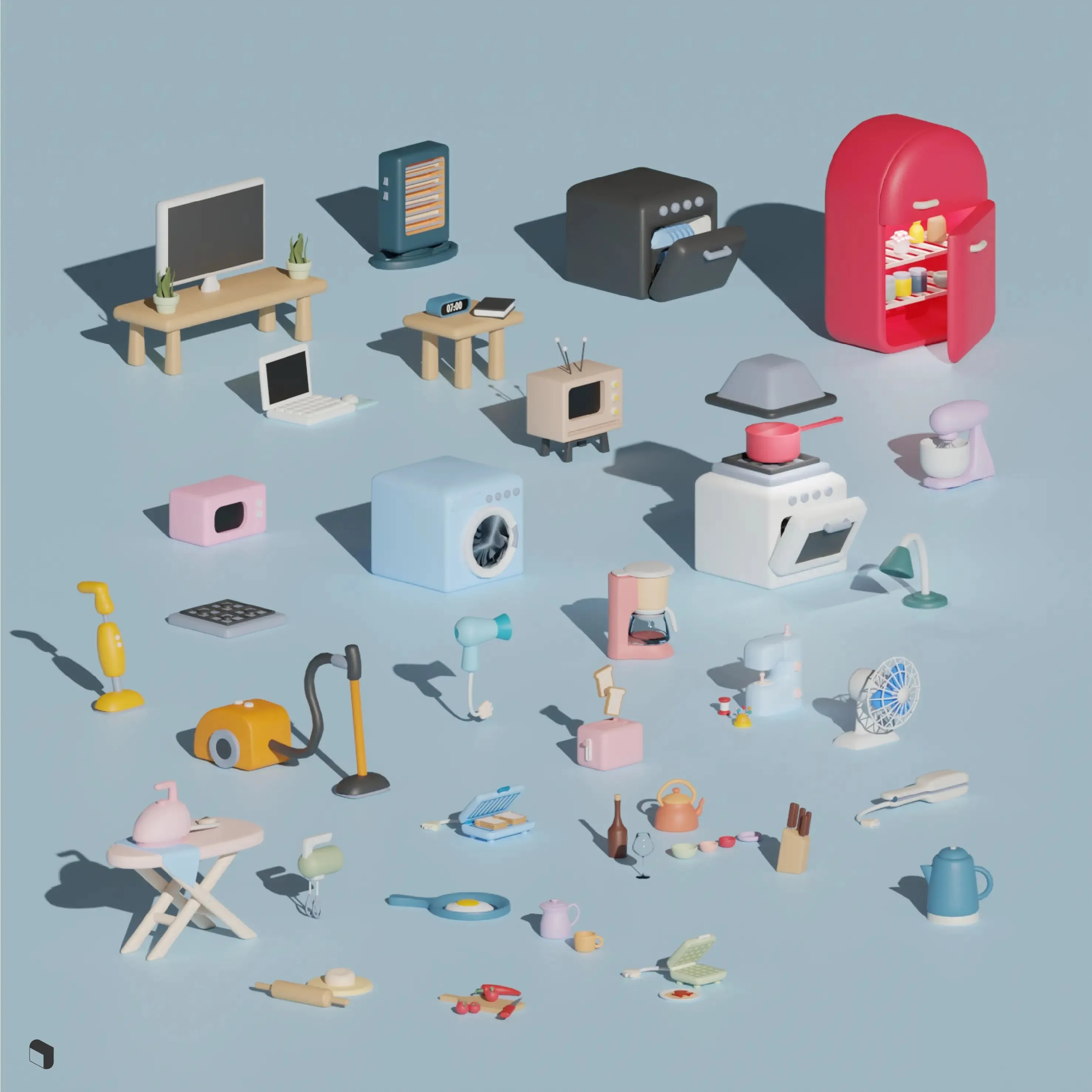 3D Model Low Poly Home Appliance