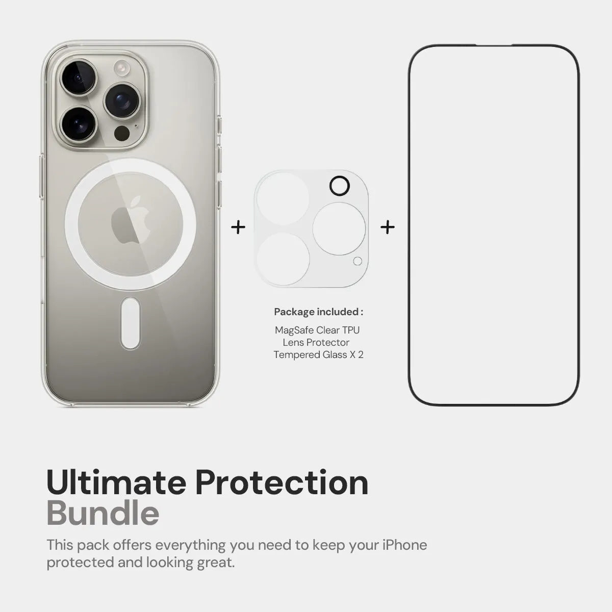 4 in 1 for iPhone 16 Pro Case [Compatible with MagSafe]Tempered Glass Screen Protectors, Camera Lens Protector