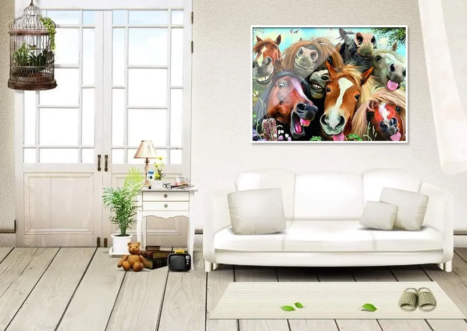 5D DIY Diamond Painting, Happy Horses | Full Square Drill, Mosaic Embroidery Diamond Art
