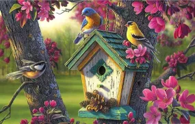 5D Full Square/Round Drill | DIY "Birds And Flowers" Diamond Painting Kit | Multi-Colored Birds Floral Tree Embroidery