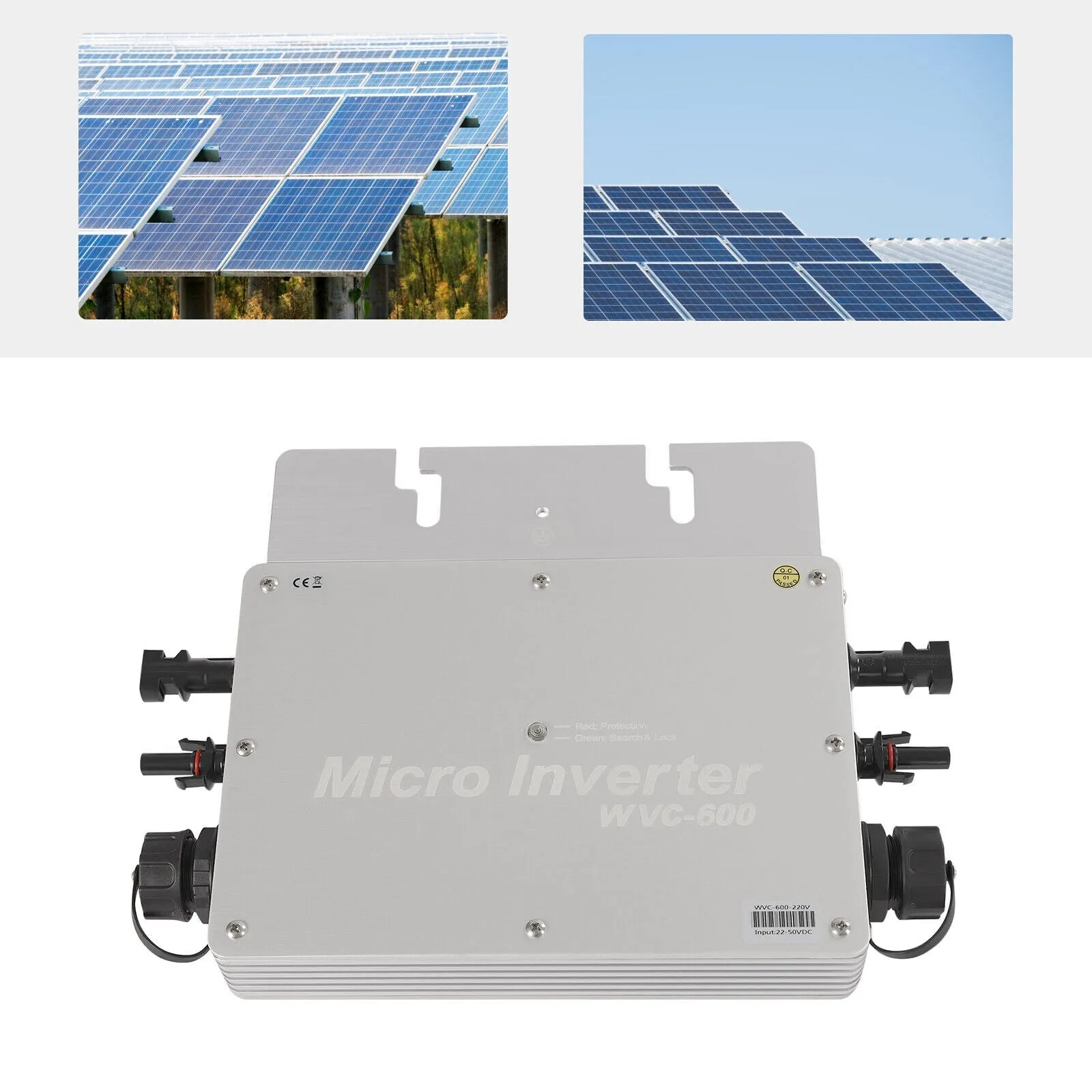 600W MPPT WiFi Solar PV Grid Tie Micro Inverter, DC to AC, Waterproof IP65