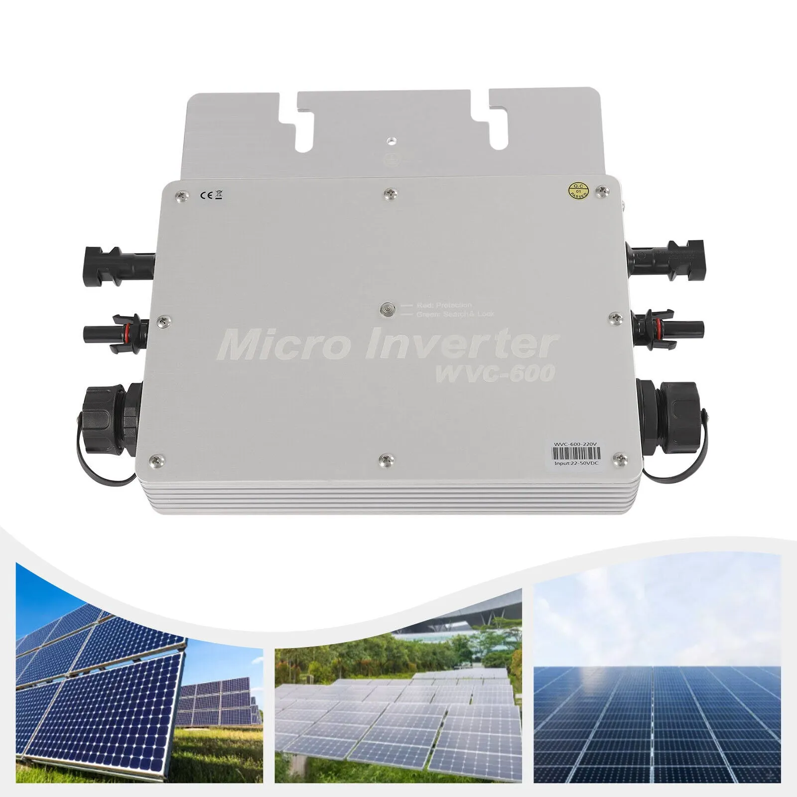 600W MPPT WiFi Solar PV Grid Tie Micro Inverter, DC to AC, Waterproof IP65