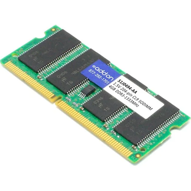AddOn AA1333D3S9/4G x1 Lenovo 51J0494 Compatible 4GB DDR3-1333MHz Unbuffered Dual Rank 1.5V 204-pin CL9 SODIMM 51J0494-AA