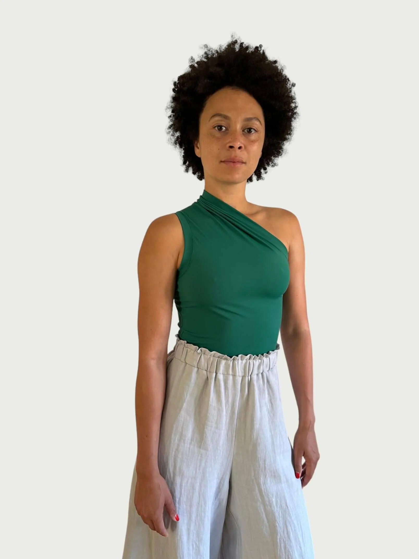 Asymmetrical Tank Top in Tennis Court Green