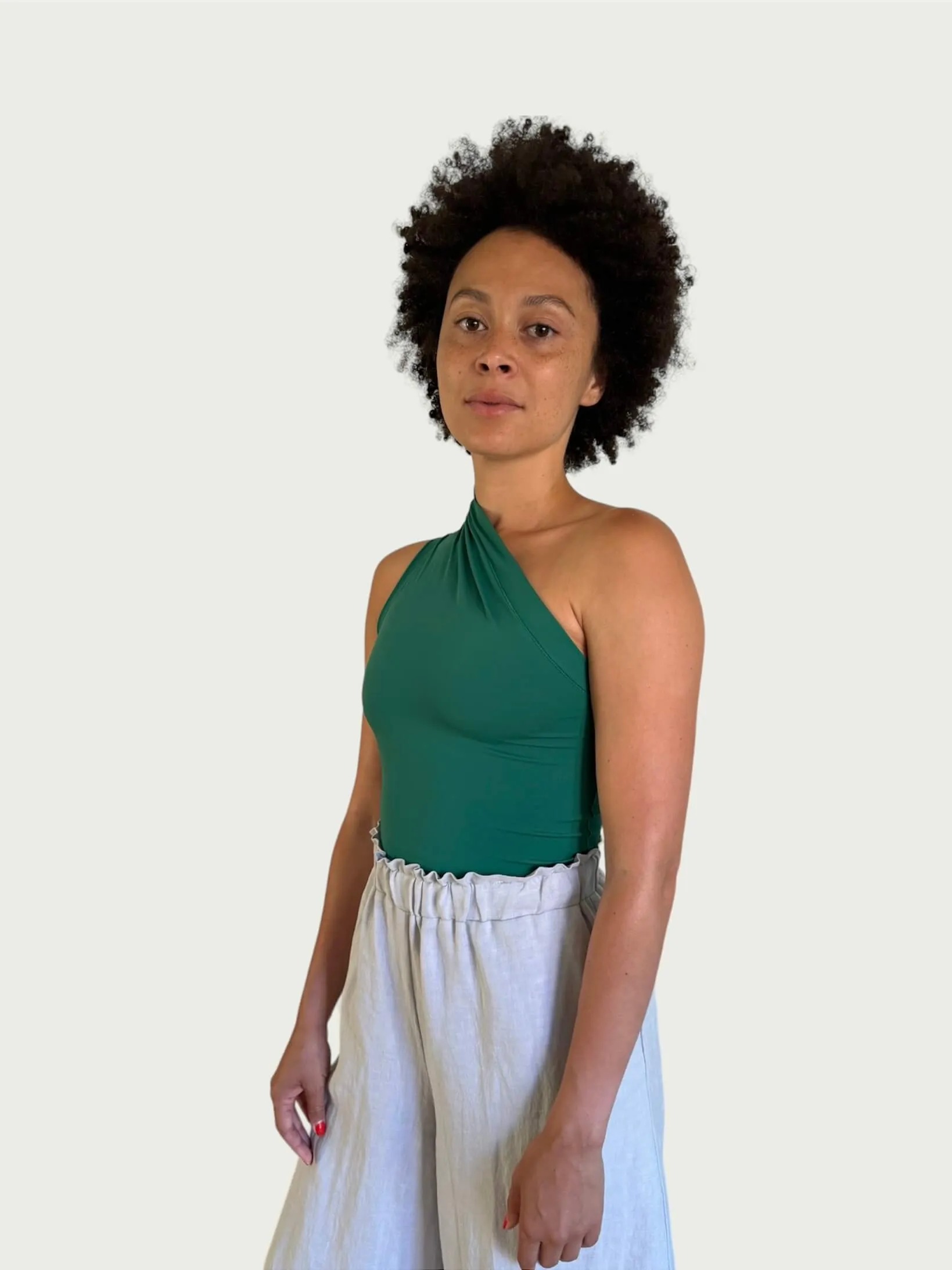 Asymmetrical Tank Top in Tennis Court Green