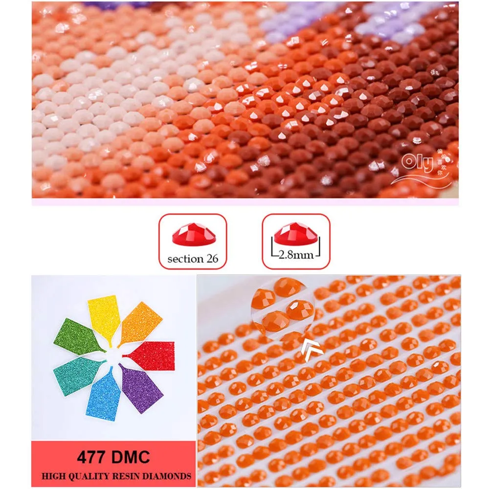 Autumn Lake Scenery | Full Round Drill 5D Rhinestones | DIY Scenic Diamond Painting Kit | Horizon Sun