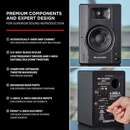 Beginner DJ Set - Numark DJ Controller and DJ Headphones plus M-Audio DJ Monitor Speakers with Serato DJ Lite and Party Lights