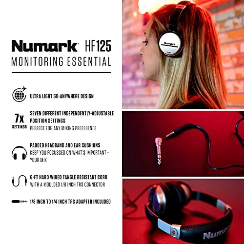 Beginner DJ Set - Numark DJ Controller and DJ Headphones plus M-Audio DJ Monitor Speakers with Serato DJ Lite and Party Lights
