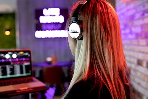 Beginner DJ Set - Numark DJ Controller and DJ Headphones plus M-Audio DJ Monitor Speakers with Serato DJ Lite and Party Lights