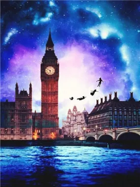 Big Ben Tower Clock | Scenic Diamond Painting Kit | 5D Full Round Drill Diamonds | River Thames