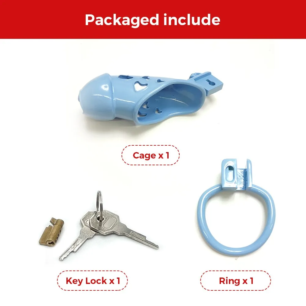Blue Skull Slave Chastity Devices Cage
