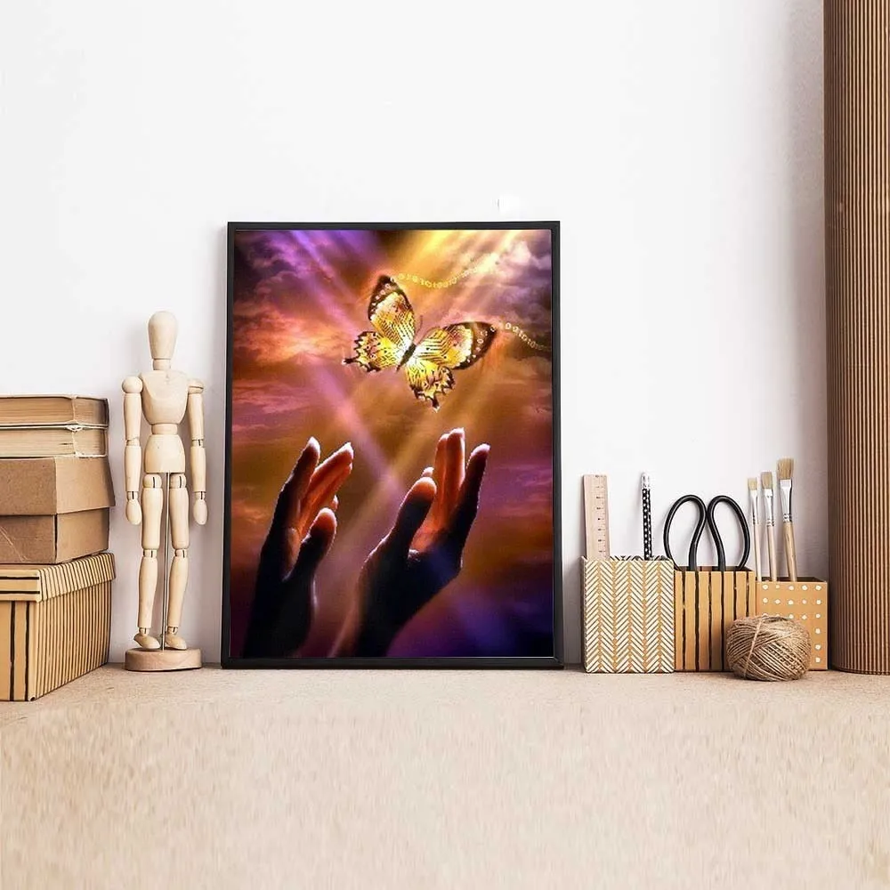 Butterfly Release Diamond Painting Kit | Full Square/Full Round 5D Rhinestones | Animal Diamond Cross Stitch
