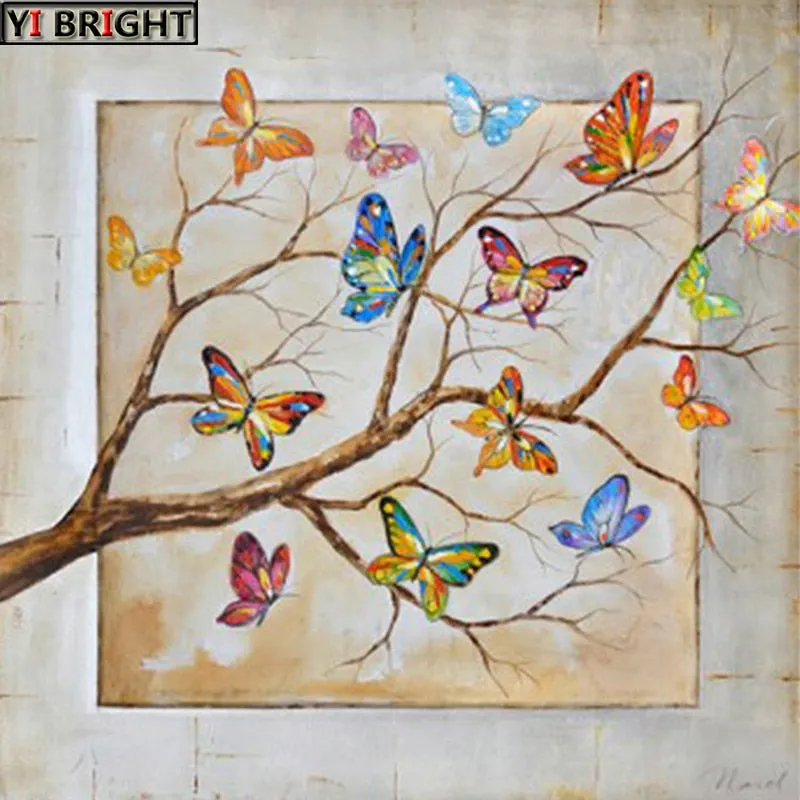 Butterfly Tree Diamond Painting, Full Square/Round Drill 5D DIY