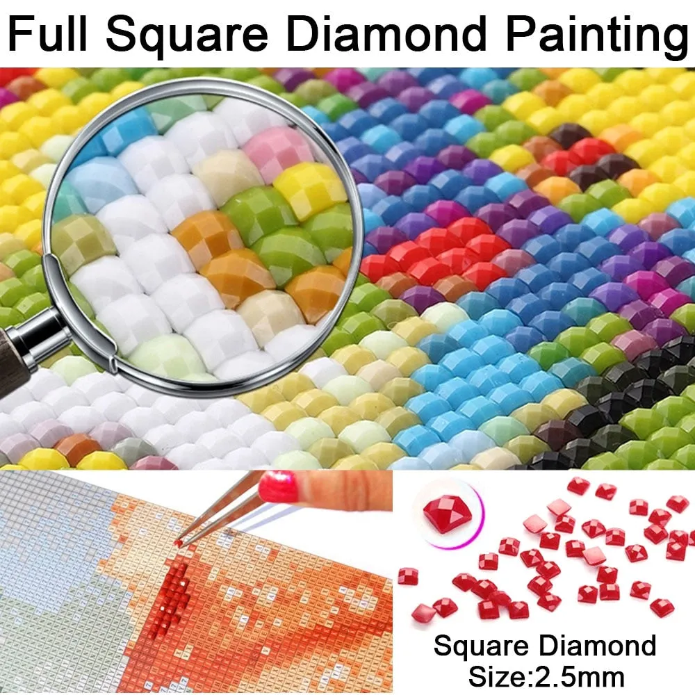 Cartoon Witch Rhinestone Kit | Halloween Diamond Painting | Round/Square Embroidery | Cemetery Tombstones Black Cat Full Moon