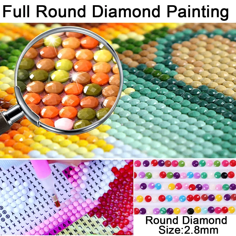 Cartoon Witch Rhinestone Kit | Halloween Diamond Painting | Round/Square Embroidery | Cemetery Tombstones Black Cat Full Moon