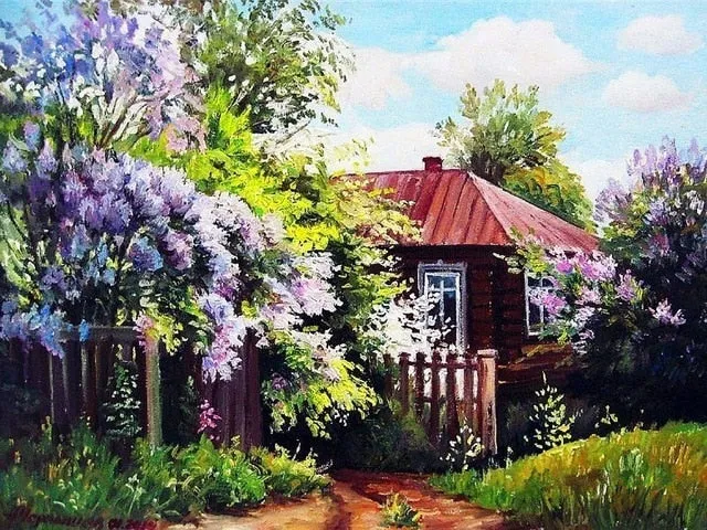 Country Church Diamond Painting Kit | Full Square/Round Drill Rhinestone Diamond Art