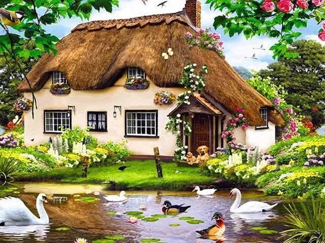 Country Church Diamond Painting Kit | Full Square/Round Drill Rhinestone Diamond Art