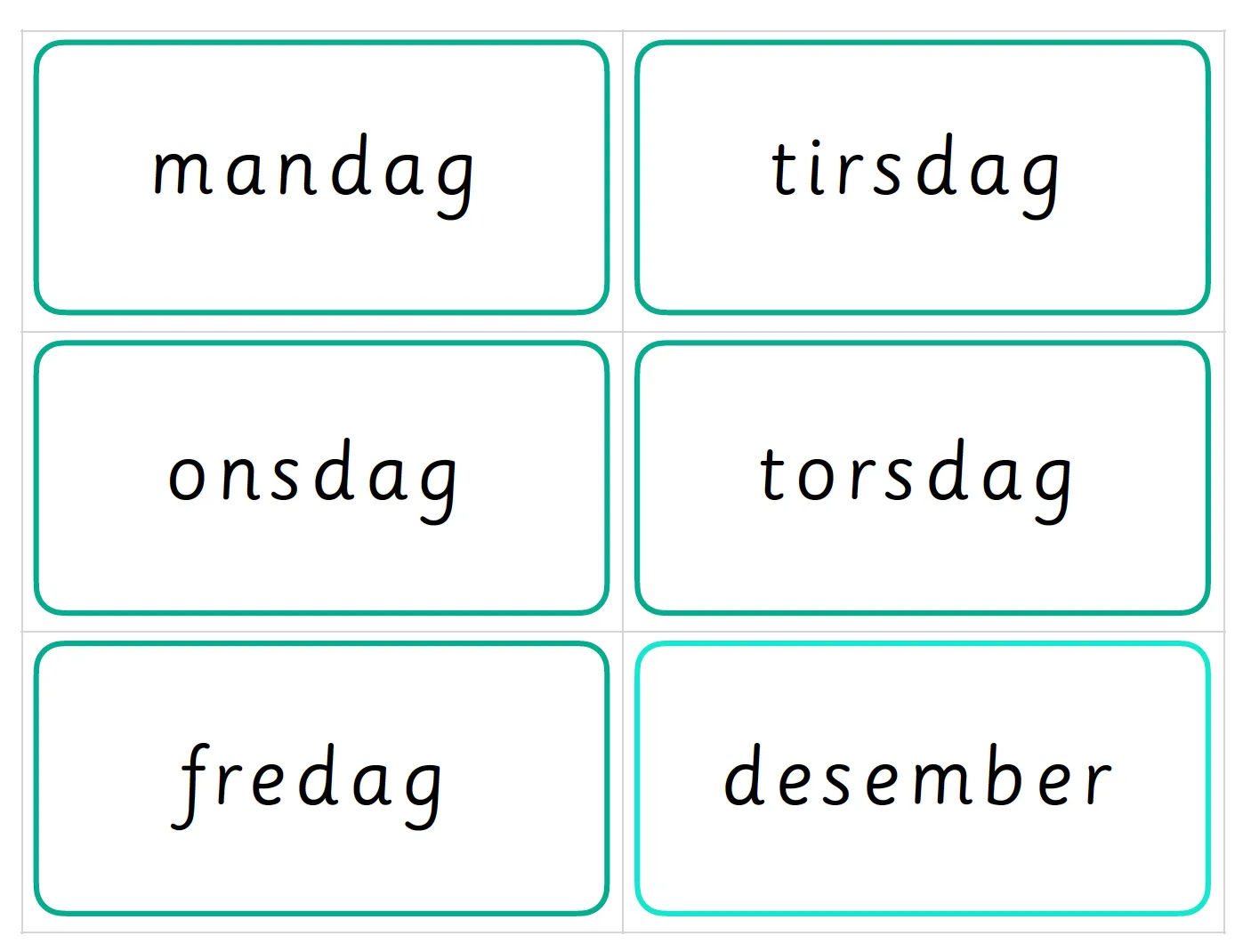 Dagstavle - kalender med klær - vær - dag -dato og år - bildekort