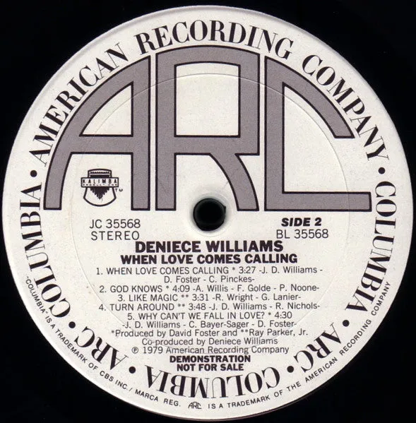 Deniece Williams - When Love Comes Calling (LP, Album, Promo) (Very Good (VG))