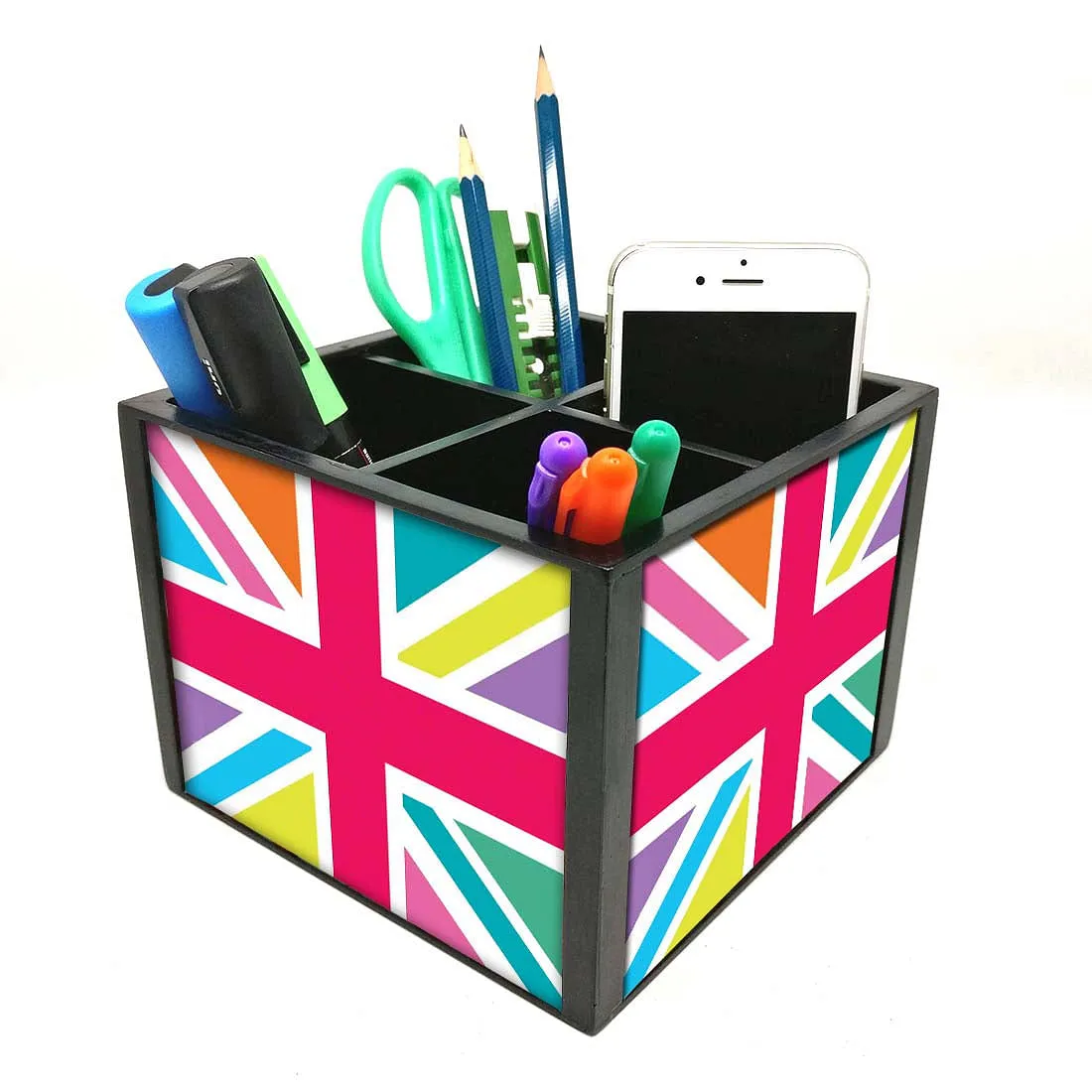 Desk Organizer For Stationery -  Multicolor Union Jack British Flag
