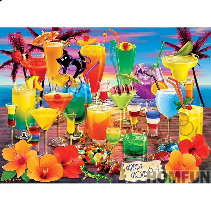 Diamond Painting Kit, Colorful Cocktails, 5D Full Square/Round Drill