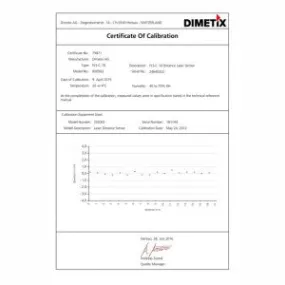 Dimetix Recalibration 500002 with calibration certificate for used Laser Sensors