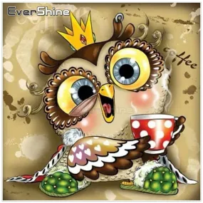 DIY Cartoon Diamond Painting | Cute Owl Rhinestone Kit | DIY Animal Mosaic | Tea Coffee Kitchen Decoration