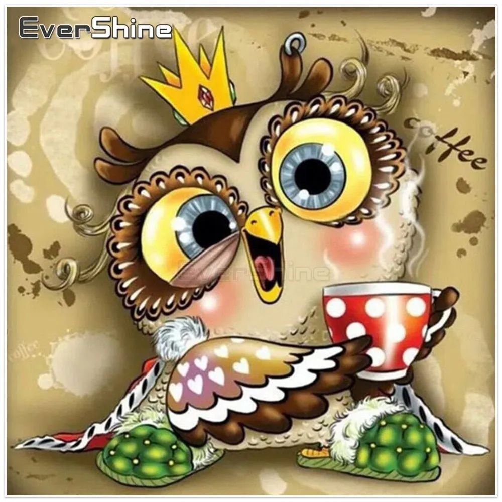 DIY Cartoon Diamond Painting | Cute Owl Rhinestone Kit | DIY Animal Mosaic | Tea Coffee Kitchen Decoration