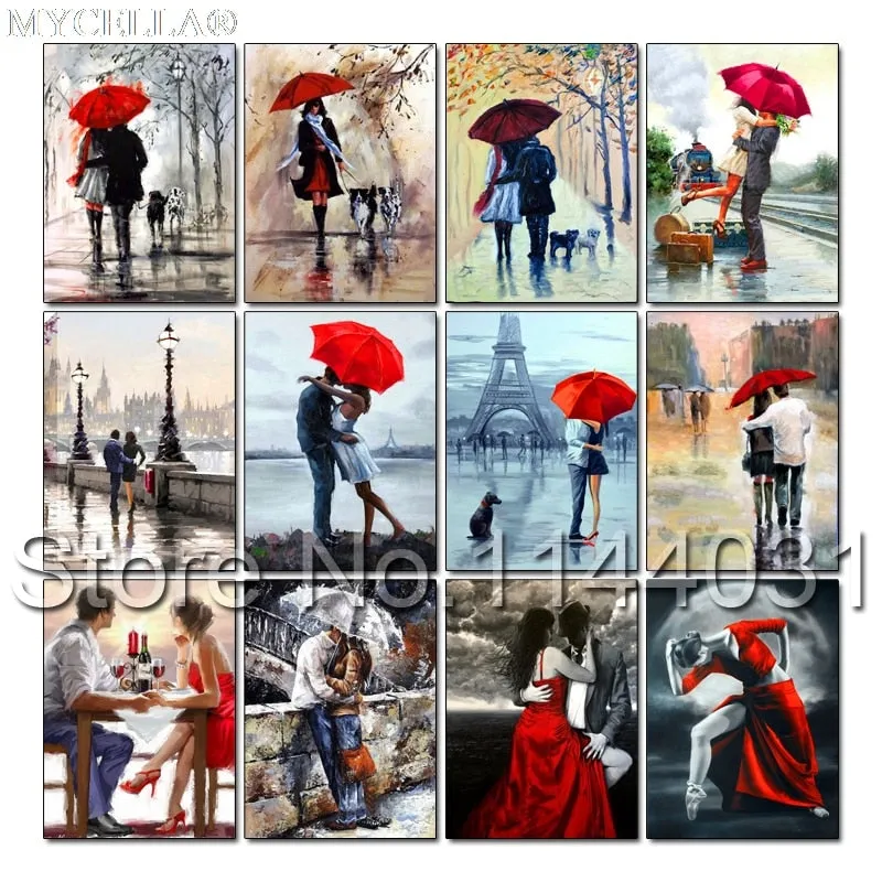DIY Diamond Painting, Umbrella Lovers,  Full Diamond Mosaic 25 Designs - Collect Them all - On Sale