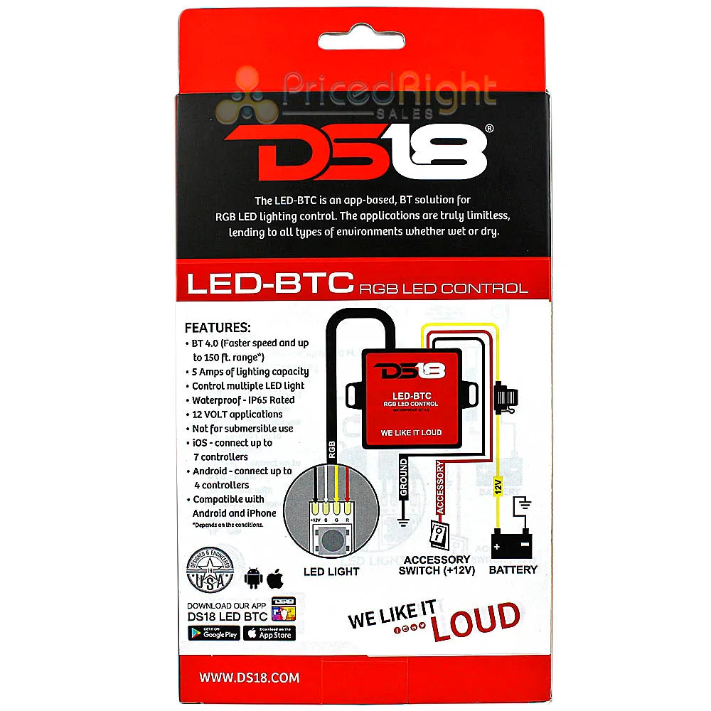DS18 RGB LED Bluetooth 4.0 Controller Light iOS Android iPhone LED-BTC IP65 New