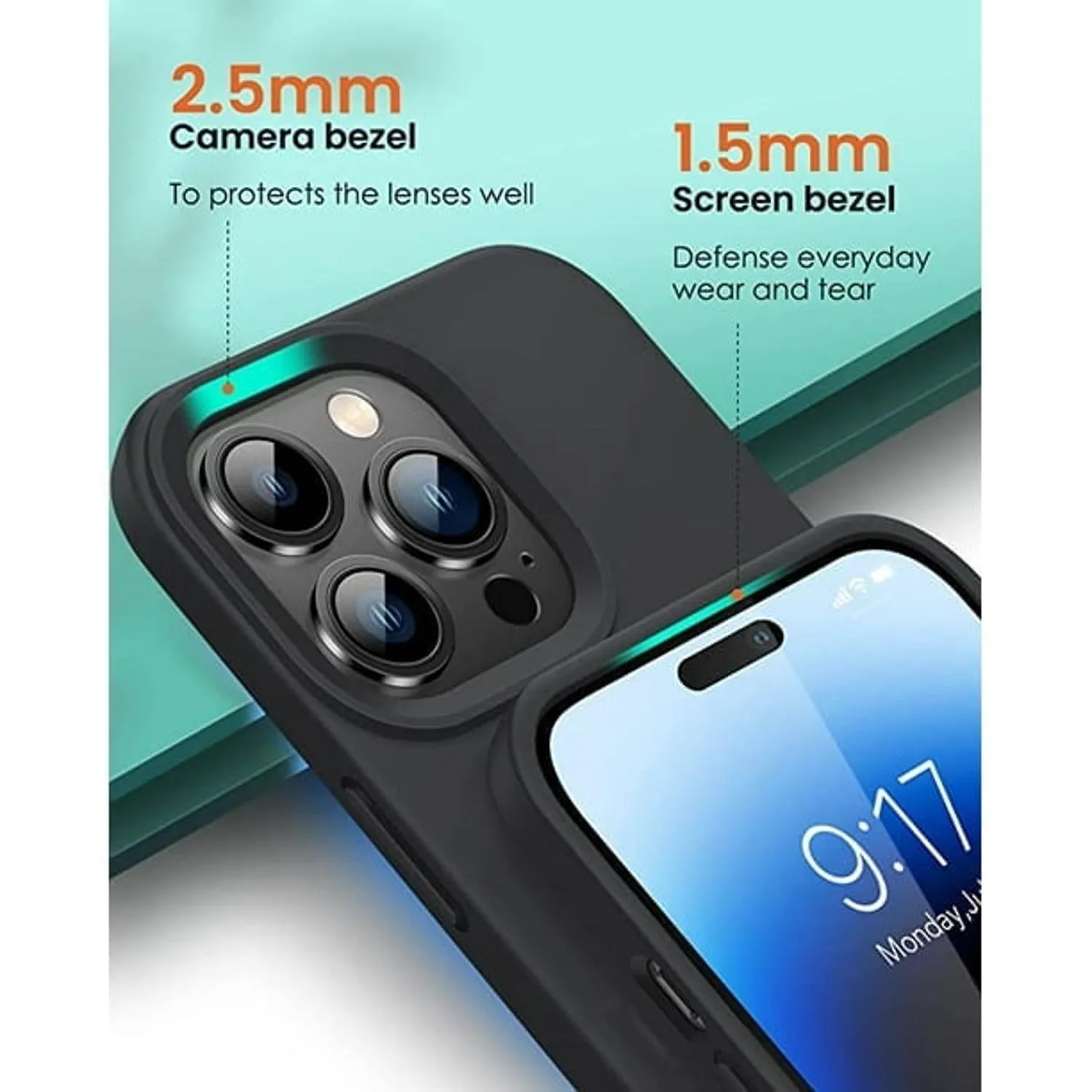 Entronix Apple iPhone 12 Mini 5-in-1 Bundle - Liquid Silicone Case, 2 Clear Screen Protectors & 2 Camera Lens Protectors,