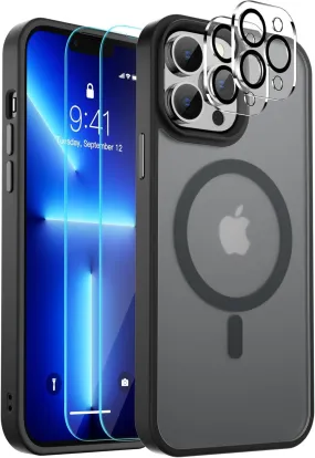 Entronix Case 5 in 1 Bundle Designed for Apple iPhone 12 Pro Max Clear Magnetic Case with 2 Tempered Glass and 2 Camera Lens, Shockproof Clear Case