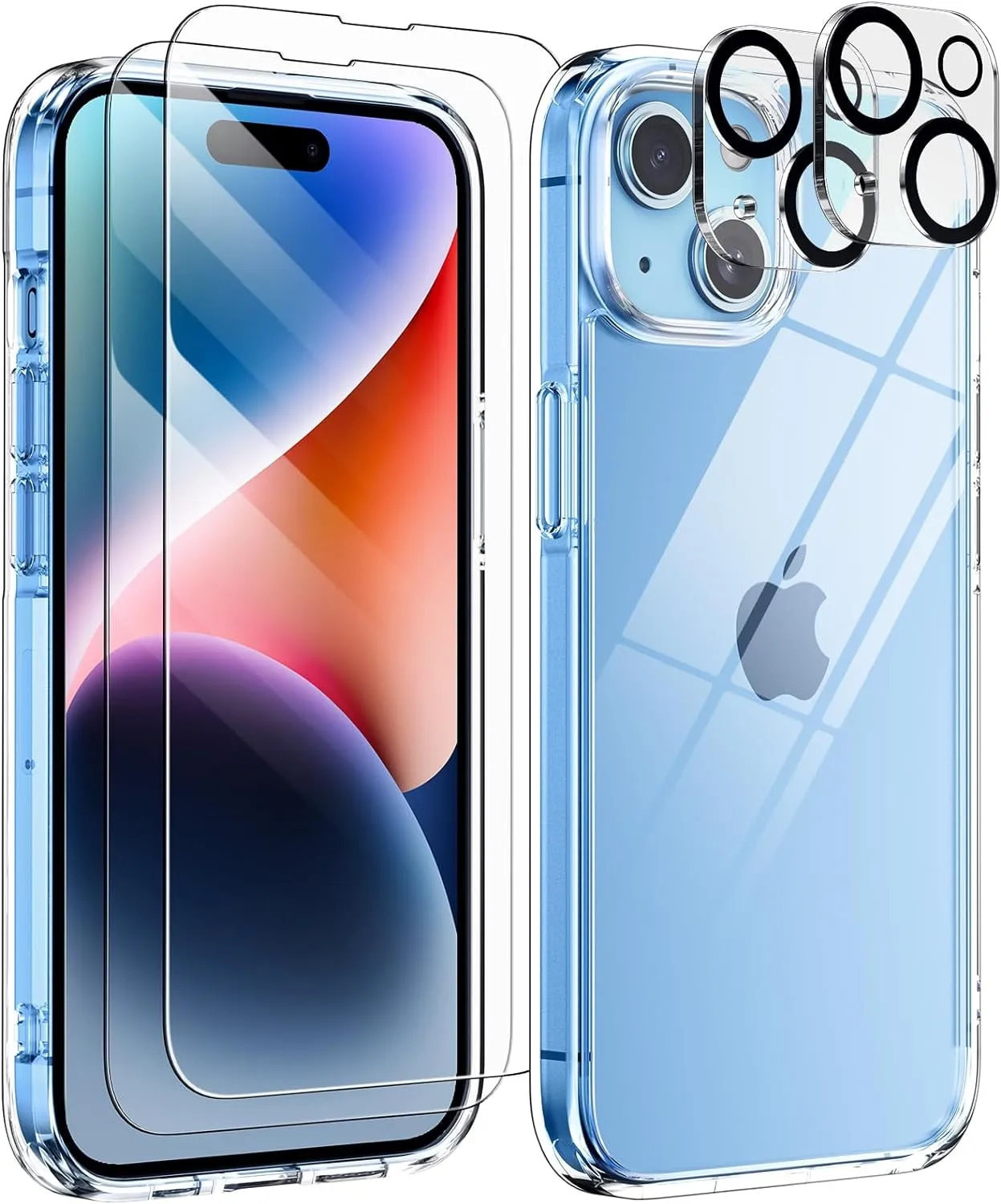 Entronix Case Heavy Duty Transparent Case Designed for Apple iPhone 15 Clear with 2 Screen Protector and Camera Lens, Shockproof Dropproof Slim Case