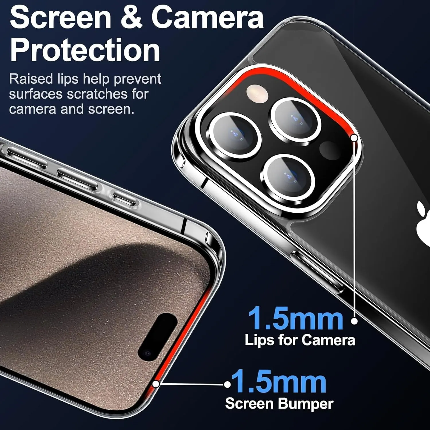 Entronix Case Heavy Duty Transparent Case for Apple iPhone 12 Pro Max Clear with 2 Screen Protector and Camera Lens, Shockproof Dropproof Slim Case