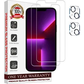 Entronix Case Screen Protector Bundle with Camera Cover Designed for Apple iPhone 14 Clear 9H Hardness,Bubble Free Easy Install,2 PACK