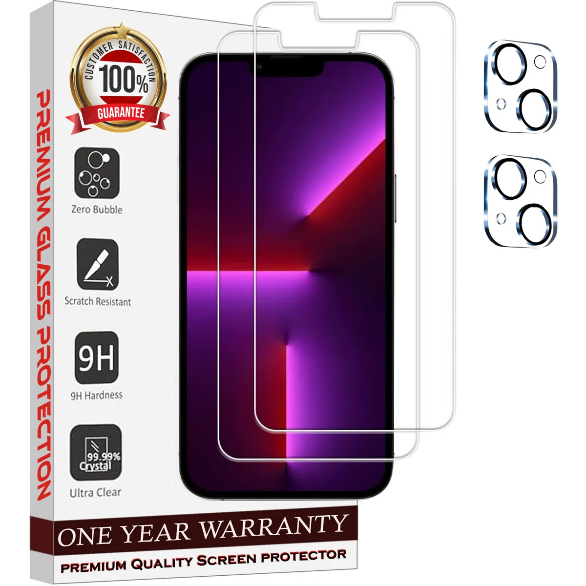 Entronix Case Screen Protector Bundle with Camera Cover Designed for Apple iPhone 14 Clear 9H Hardness,Bubble Free Easy Install,2 PACK
