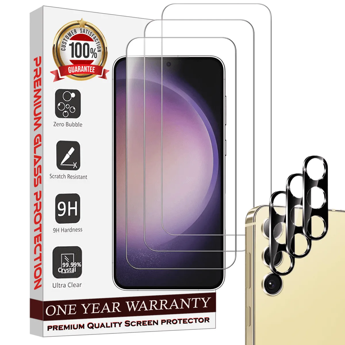 Entronix Case Screen Protector Bundle with Camera Cover for Samsung Galaxy S22 Clear Built Anti Scratch, Bubble Free Easy Install, 3 PACK