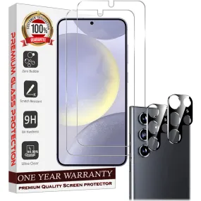Entronix Case Screen Protector Bundle with Camera Cover for Samsung Galaxy S24 Ultra Clear Built Anti Scratch, Bubble Free Easy Install,2 PACK